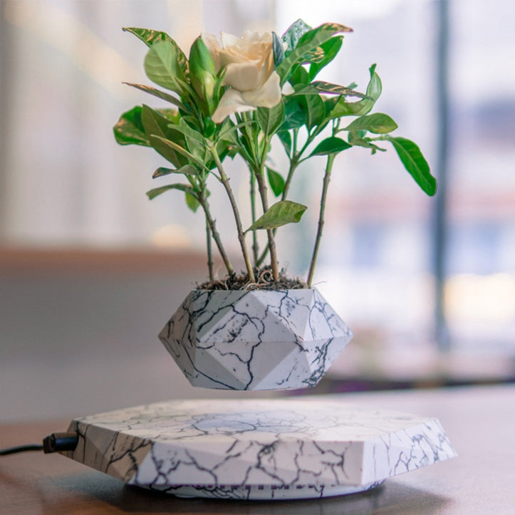 Mesmerizing Levitating Plant Pot in Marble Color